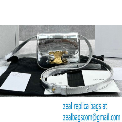 Celine MINI TRIOMPHE Bag in shiny calfskin 60387 Silver - Click Image to Close