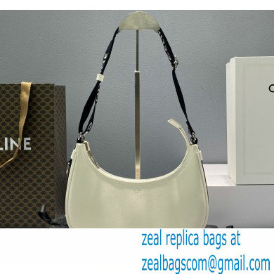 Celine Medium Ava Bag with Celine strap in Smooth Calfskin 60054 White - Click Image to Close