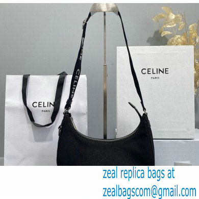 Celine Medium Ava Bag with Celine strap in Triomphe Jacquard and Calfskin 60054 Black