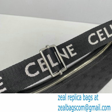 Celine Medium Ava Bag with Celine strap in Triomphe Jacquard and Calfskin 60054 Black - Click Image to Close