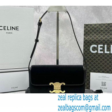 Celine Shoulder Bag Triomphe in Velvet 60373 Black