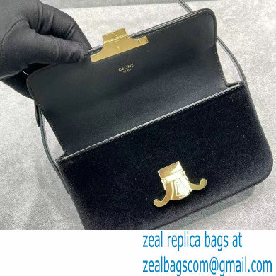 Celine Shoulder Bag Triomphe in Velvet 60373 Black - Click Image to Close