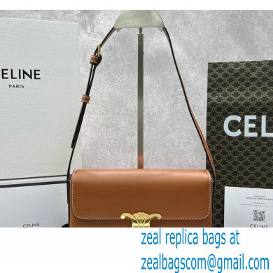 Celine Shoulder Bag Triomphe in shiny calfskin 60373 Brown - Click Image to Close