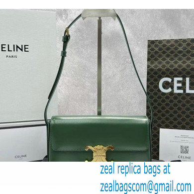 Celine Shoulder Bag Triomphe in shiny calfskin 60373 Green - Click Image to Close