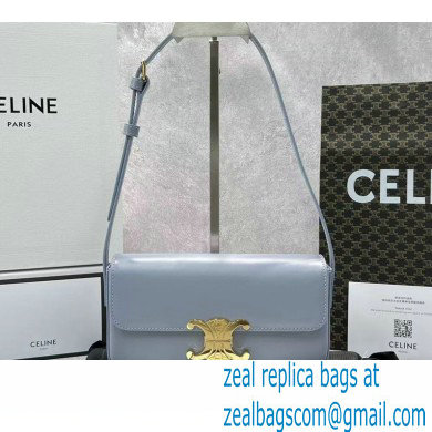 Celine Shoulder Bag Triomphe in shiny calfskin 60373 Sky Blue - Click Image to Close