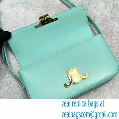 Celine Shoulder Bag Triomphe in shiny calfskin 60373 Turquoise Green