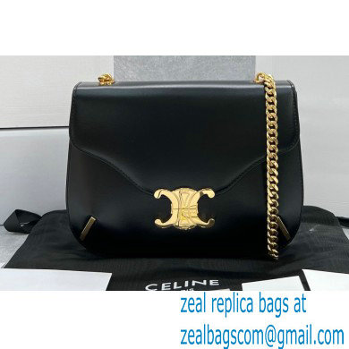 Celine chain besace triomphe bag in shiny calfskin 60285 Black - Click Image to Close