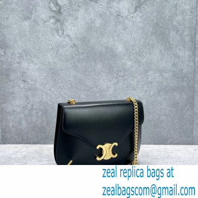 Celine chain besace triomphe bag in shiny calfskin 60285 Black - Click Image to Close