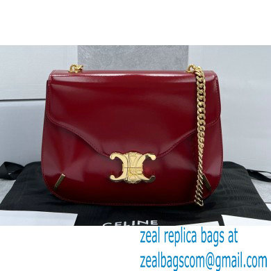 Celine chain besace triomphe bag in shiny calfskin 60285 Burgundy - Click Image to Close