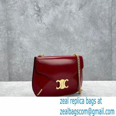 Celine chain besace triomphe bag in shiny calfskin 60285 Burgundy