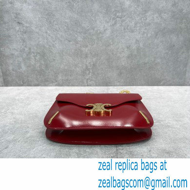 Celine chain besace triomphe bag in shiny calfskin 60285 Burgundy - Click Image to Close