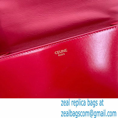 Celine chain besace triomphe bag in shiny calfskin 60285 Burgundy - Click Image to Close