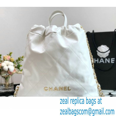 Chanel Calfskin CHANEL 22 Large Back Pack Bag AS3313 White/Gold 2022