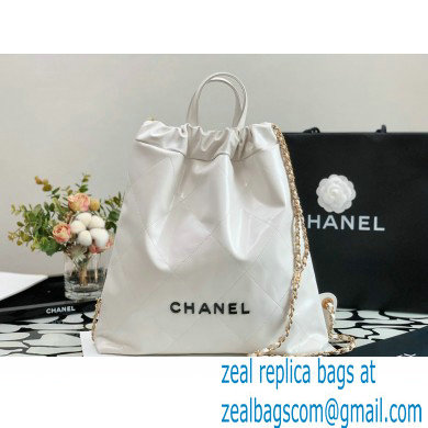 Chanel Calfskin CHANEL 22 Large Back Pack Bag AS3313 White/Lacquered Metal 2022