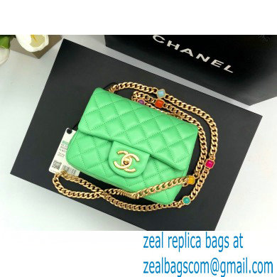 Chanel Resin Chain Lambskin MINI Flap Bag AS2379 GREEN 2021