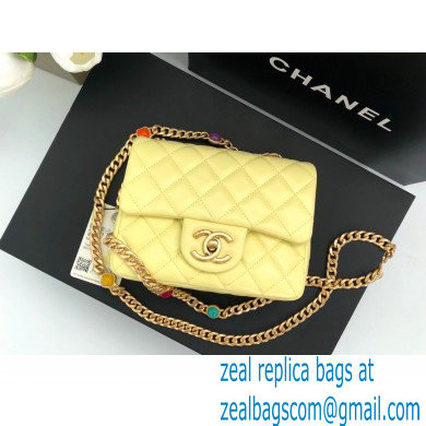 Chanel Resin Chain Lambskin MINI Flap Bag AS2379 Yellow 2021