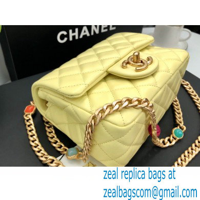 Chanel Resin Chain Lambskin MINI Flap Bag AS2379 Yellow 2021