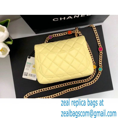 Chanel Resin Chain Lambskin MINI Flap Bag AS2379 Yellow 2021