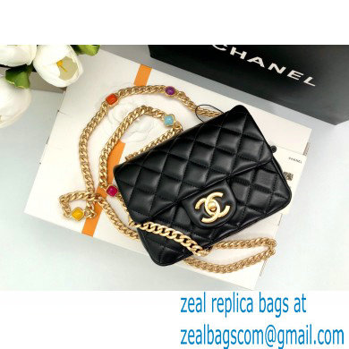 Chanel Resin Chain Lambskin MINI Flap Bag AS2379 black 2021