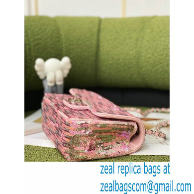 Chanel Sequins Mini Classic Flap Bag Pink 2022 - Click Image to Close