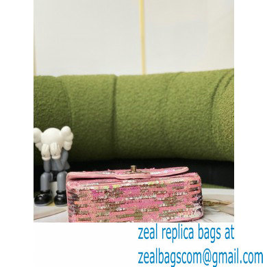 Chanel Sequins Mini Classic Flap Bag Pink 2022