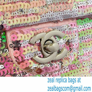 Chanel Sequins Mini Classic Flap Bag Pink 2022