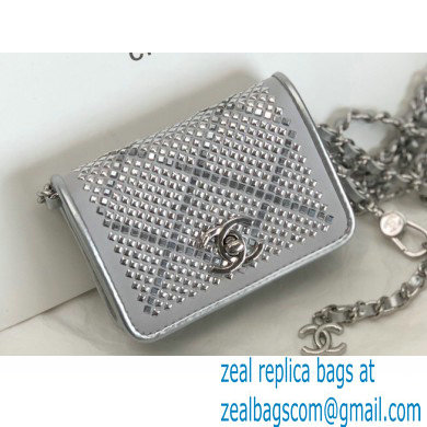 Chanel Strass Belt Bag with Chain AP2855 Silver 2022