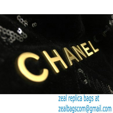 Chanel Velvet Sequins CHANEL 22 Medium Handbag AS3261 Black 2022