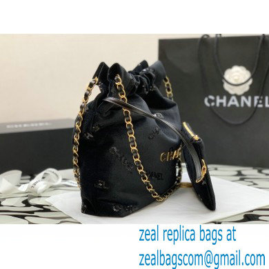 Chanel Velvet Sequins CHANEL 22 Small Handbag AS3260 Black 2022