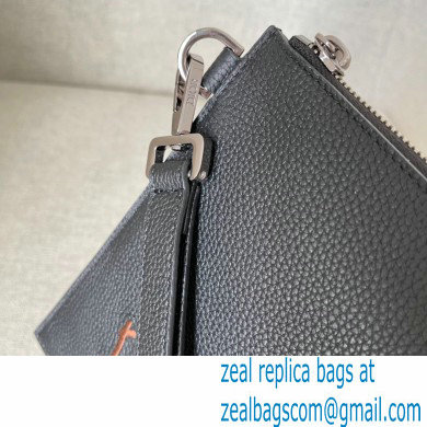 DIOR A5 CACTUS JACK Pouch IN Black Grained Calfskin with Embroidered Signature