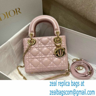 DIOR Mini Lady Dior Bag in Antique Pink Cannage Lambskin 2022