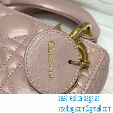 DIOR Mini Lady Dior Bag in Antique Pink Cannage Lambskin 2022