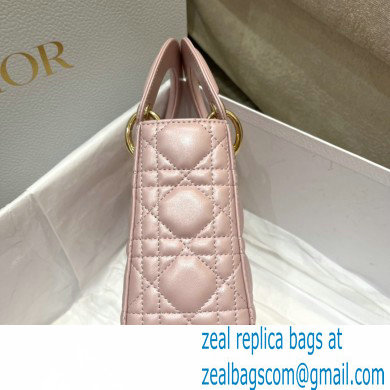 DIOR Mini Lady Dior Bag in Antique Pink Cannage Lambskin 2022