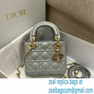DIOR Mini Lady Dior Bag in gray Cannage Lambskin 2022 - Click Image to Close
