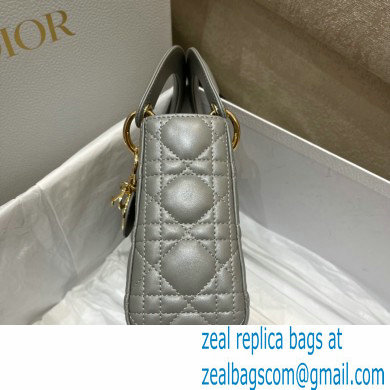 DIOR Mini Lady Dior Bag in gray Cannage Lambskin 2022 - Click Image to Close
