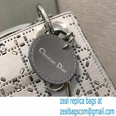 DIOR Mini Lady Dior Bag in gray Strass Cannage Satin 2022