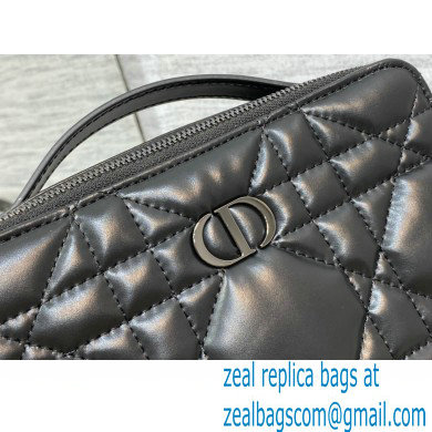 Dior Caro Box Bag with Chain in Black Quilted Macrocannage Calfskin