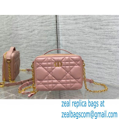 Dior Caro Box Bag with Chain in pink Quilted Macrocannage Calfskin - Click Image to Close