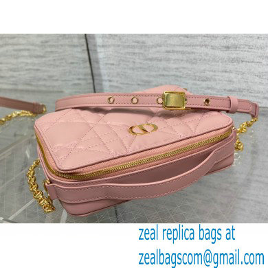 Dior Caro Box Bag with Chain in pink Quilted Macrocannage Calfskin