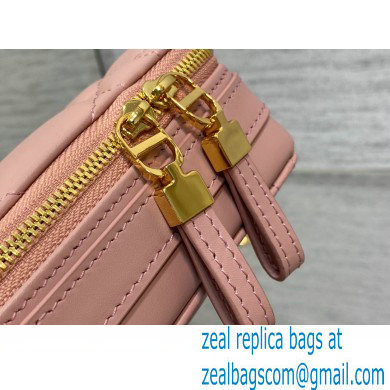 Dior Caro Box Bag with Chain in pink Quilted Macrocannage Calfskin