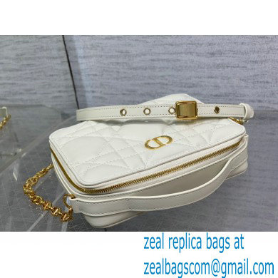 Dior Caro Box Bag with Chain in white Quilted Macrocannage Calfskin