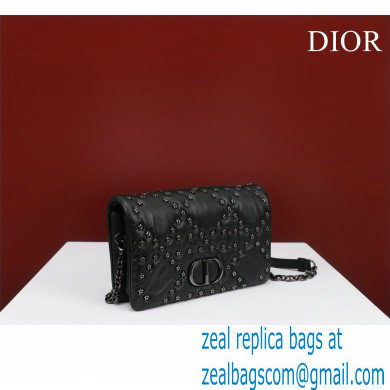 Dior Caro Macrocannage Pouch Black Macrocannage Calfskin with Star Motif - Click Image to Close