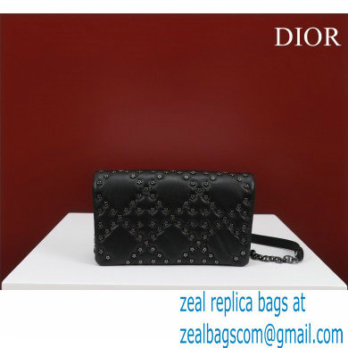 Dior Caro Macrocannage Pouch Black Macrocannage Calfskin with Star Motif - Click Image to Close