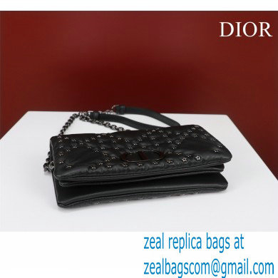 Dior Caro Macrocannage Pouch Black Macrocannage Calfskin with Star Motif - Click Image to Close