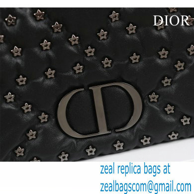 Dior Caro Macrocannage Pouch Black Macrocannage Calfskin with Star Motif