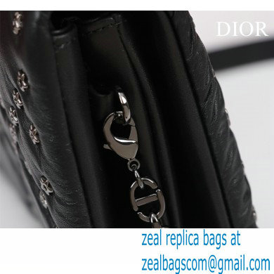 Dior Caro Macrocannage Pouch Black Macrocannage Calfskin with Star Motif - Click Image to Close