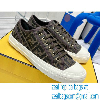 Fendi Domino fabric low-tops Sneakers Brown 2022 - Click Image to Close