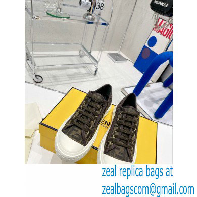 Fendi Domino fabric low-tops Sneakers Brown 2022 - Click Image to Close