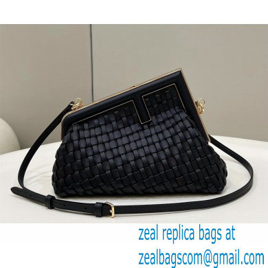 Fendi First Small Black braided leather bag 2022 - Click Image to Close