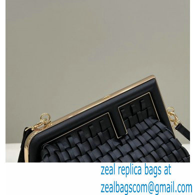 Fendi First Small Black braided leather bag 2022